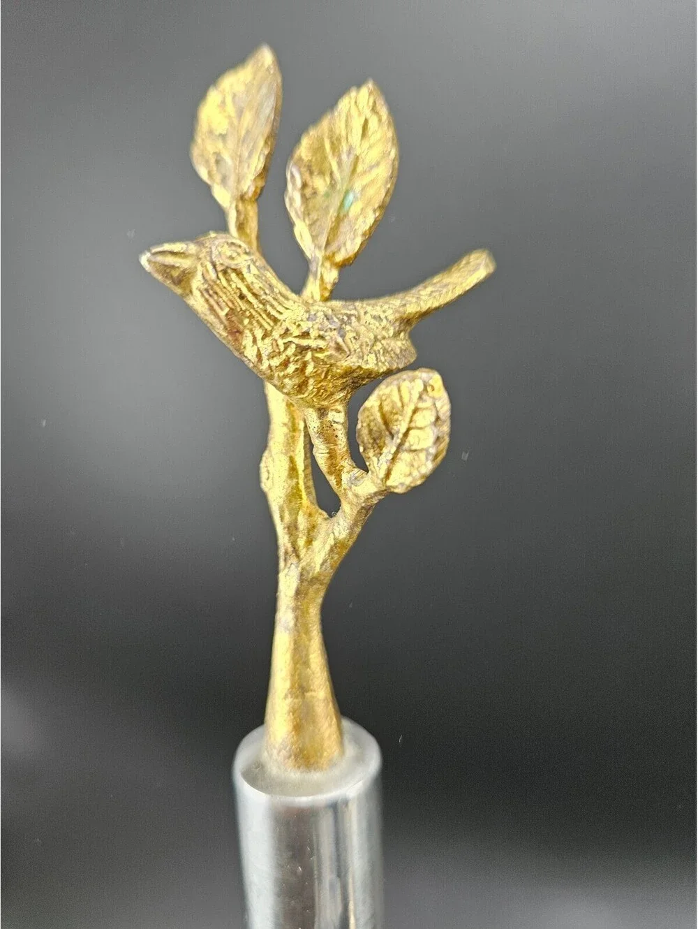 Thyme & Table Kitchen Set Gold Bird Branch Paper Towel Holder & Utensil Crock